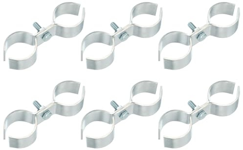 sourcing map 6pcs Chain Link Fence Panel Clamps, Dog Kennel Clamps for 1-11/32 (34mm) Round Pipe Frame, Galvanized Steel Fence Connector Temporary Dog Cage Hardware Parts with Bolts and Nuts
