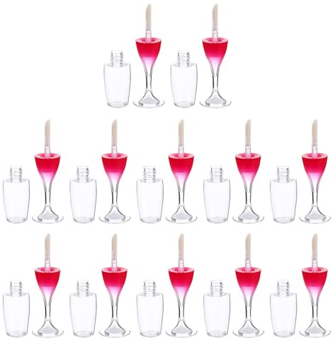 COSMEVIVI Botellas de Brillo Labial Rellenable en Forma de Copa de Vino, 12 Unidades de 8 Ml Tapones, Envases para Tinte y Cuidado de Labios en Cosmética