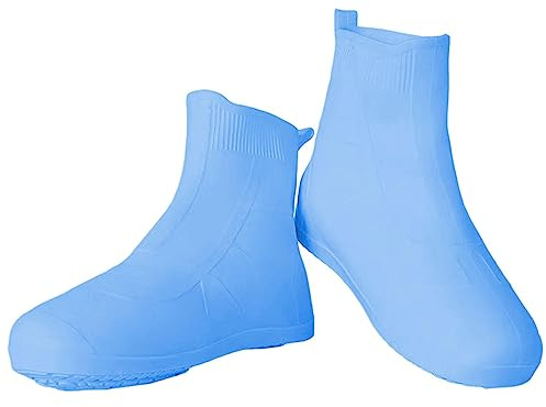 Milageto Cubiertas Impermeables de Zapatos Cubiertas de Lluvia Antideslizantes Cubiertas Reutilizables de Botas Material TPE Adecuadas para Viajes Ciclismo, azul XXL