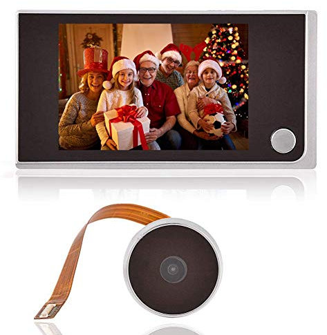 Digital Door Viewer, 3,5 Pollici Schermo LCD a Colori per Interni HD Smart Monitor, spioncino da Esterno con Campanello, Nero