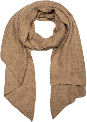 styleBREAKER Damen Schal aus weicher Viskose | einfarbiger Webschal in asymmetrischer Form | große Stola für Herbst und Winter Looks, Farbe:Hellbraun