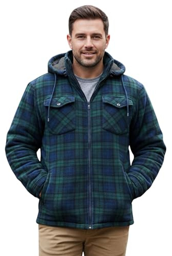 Game Technical Apparel Mens Richmond Sherpa Fleece Lined Thick Lumberjack Hooded Jacket