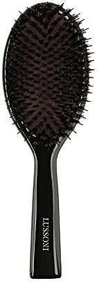 TB TOOLS FOR BEAUTY T4B LUSSONI Holz Entwirr Ovales Haarbürste mit Natürlichen Wildschwein und Nylon Borsten für Kurze und Mittellange Haare Schwarz Antistatische Eigenschaften Oval, 1 stück