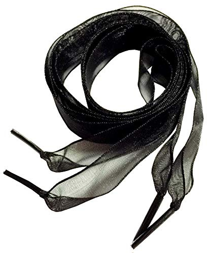 goodlace Lacci per Scarpe in Garza di Chiffon, Lacci per Stivali Scarpe da Passeggio, Boot Stringhe, Stile carino Nero 120CM