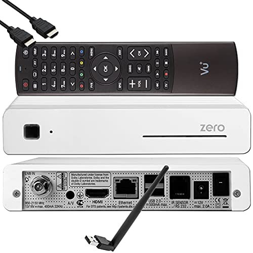 VU+ Zero HW Version 2 - 1 sintonizador DVB-S2 FullHD E2 Linux receptor, YouTube, receptor satélite con función de grabación, lector de tarjetas, multimedia, HDMI EasyMouse, lápiz WiFi 150Mbit, blanco