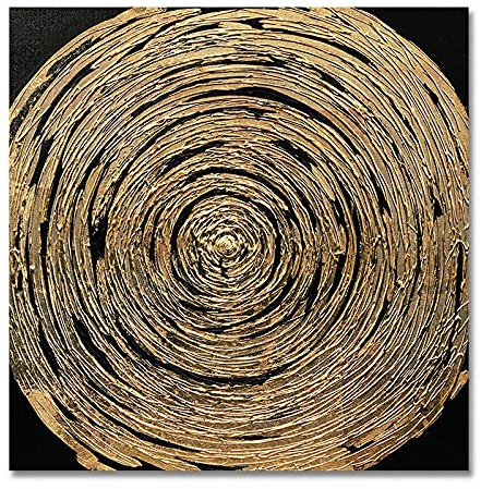 Pittura A Olio su Tela, Rotonda A Spirale Lamina d'oro Lusso Opere d'Arte Moderna Quadri Astratti Dipinti A Mano Senza Cornice Dipinti Ad Olio su Tela Wall Art per Soggiorno Camera da Letto Ufficio