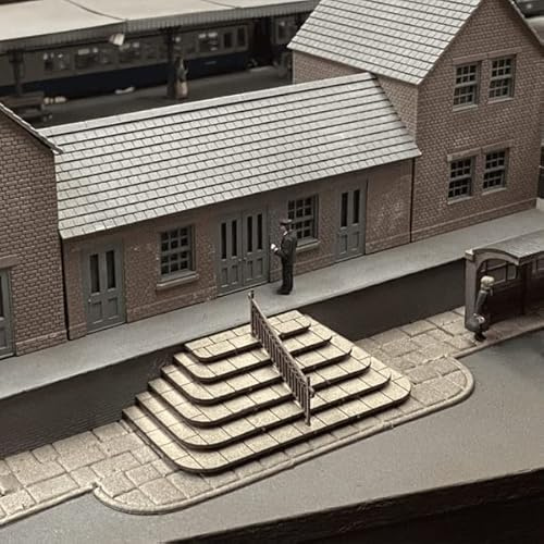 Scale Model Scenery LX333-OO Platform Steps With Decorative Railings (Height to platform 18mm) For OO Scale Model Railway Layouts & 1:76 Diecast Dioramas