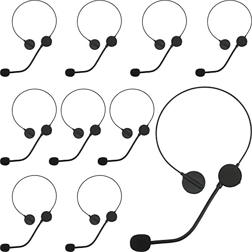Cotiny 10 Pack Toy Headset Microphone Headband Costume Props Fake Rockstar Pop Singer Cosplay Accessories for Costume Makeup Party Prop