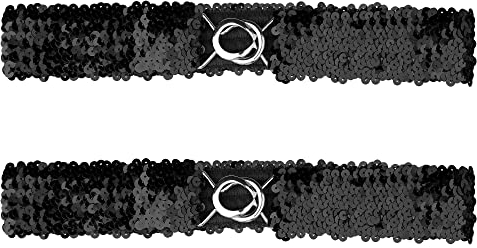 Allegra K Damen Dünne elastische Taillengürtel Pailletten-Dekor, dehnbare Gürtel für Kleider, 2 Stück Schwarz 64cm/25.19