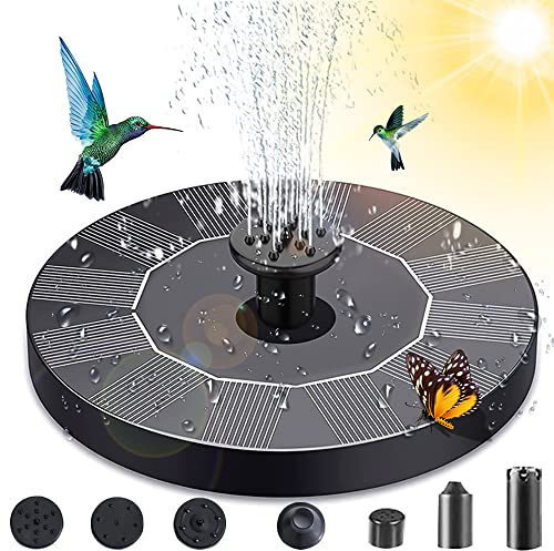 Aoreun Bomba De Agua Solar Con 7 Estilos, Fuente Solar Para Estanque, 1.4 W Monocristalina, Circulación De Agua Para Oxígeno