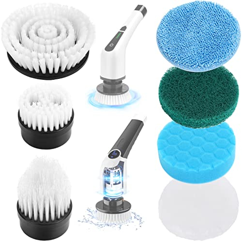 Dsenfurn Juego de Cabezales de Cepillo de Repuesto 7 en 1, Limpiador eléctrico, Cabezales de Limpieza portátiles inalámbricos para Ducha, Herramientas domésticas para baño, Cocina, bañera, Azulejos