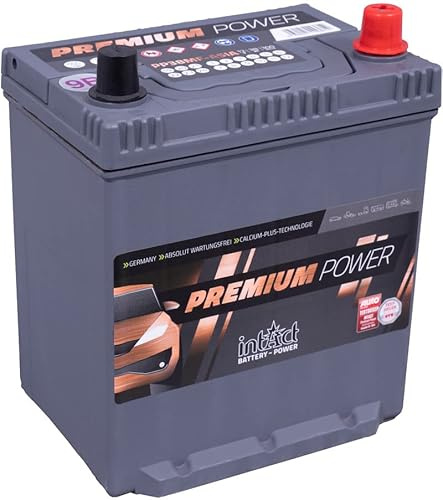 intAct Premium Starterbatterie 12V 40Ah 350A - Autobatterie mit 30% mehr Startleistung und Schnellladetechnik - auslaufsicher und wartungsfrei - Maße (LxBxH): 187x127x227mm, Pluspol rechts