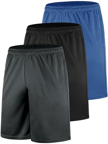 Teesmen Men's Quick Dry Shorts Breathable Sports Gym Running Workout Activewear 3Pack （ Multicolor set1-2XL）