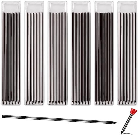 PLATEYTR 36 PCS de Minas de Lápiz de Carpintería, 2,8 mm, Repuesto de Minas de Lápiz de Construcción Mecánica de Agujero Profundo Sólido para Dibujar, Escribir, Manualidades,Bocetos (Negro)