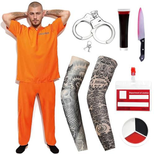 Maryparty Prisoners Costume Orange Prisoner for Halloween Cosplay Dress Up (XL)