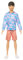 Barbie Fashionistas Ken-Puppe Nr. 219 mit schlankem Körper und abnehmbarem gemusterten Langarmhemd in rosa und blau sowie rosa Shorts, HRH24
