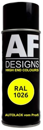 Alex Flittner Designs Spraydose RAL1026 LEUCHTGELB Spraydose seidenmatt | RAL Spraydose in 400 ml. Exaktes Farbergebniss nach RAL Norm. Leuchte Farben, Sehr schnelle Trockung und extrem lange
