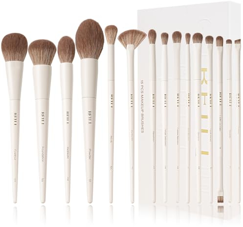 BEILI Makeup Brushes 15Pcs Professional Make up Brushes Premium Synthetic Makeup Brush Set for Contour Concealer Foundation Eye Shadow Blending Liner Powder Blush