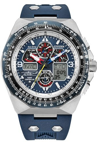 Citizen Men's Eco-Drive Promaster Sikorsky Watch, Blue Dial, Blue Rubber Strap, Atomic Timekeeping (Model: JY8156-00L)