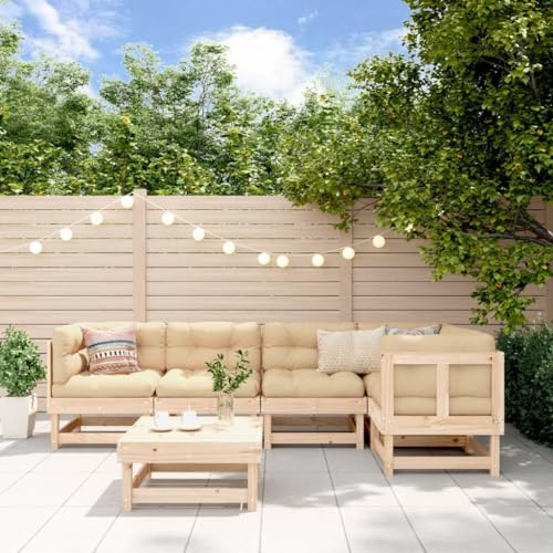 Gecheer 6-TLG. Gartenmöbel Set Holz Sitzgruppe Garten Loungemöbel Gartenlounge Sofa Lounge Sofa Terrassenmöbel Gartensofa Sitzgarnitur Gartengarnitur Garten Lounge Set Massivholz Kiefer