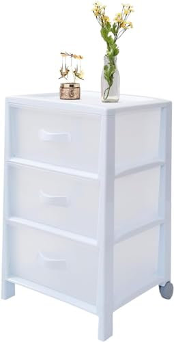 Avilia Kommode mit 3 Schubladen, weiß – Organizer mit Schubladen für Schlafzimmer, Küche, Bad und Büro, aus Polypropylen, 39,5 x 38 x 63 cm