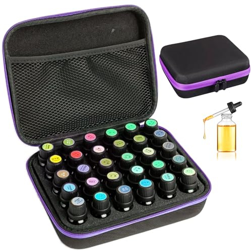30 Compartimenti Scatola Porta Oli Essenziali, EVA Borsa Oli Essenziali Valigetta Porta Per Olio Essenziale Valigetta Da Viaggio Per 5ml 10ml 15ml Bottiglie