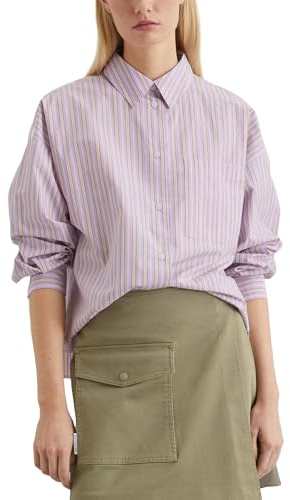 Marc OߴPolo Denim Blusa con cuello Kent Denim Mujer de rayas, Multicolor (Medium Purple Multi 01), S