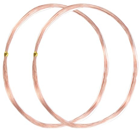 M METERXITY 2-Rollen 99,9% weicher Kupferdraht, 32 Gauge 15 Meter reiner Kupferdraht für DIY-Basteln/Schmuckherstellung/Gartenpflanzen/Perlen, Basteldraht [0,2 mm, je 15 m]