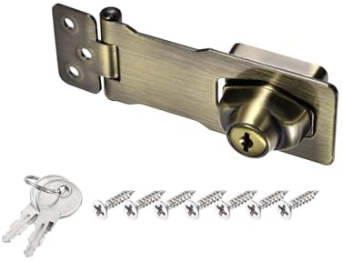 PATIKIL Verrous à Clé, Verrous à Cadenas Torsadés de 4 Pouces en Métal pour La Sécurité des Portes de Placard, à Clé Différente, Couleur Bronze