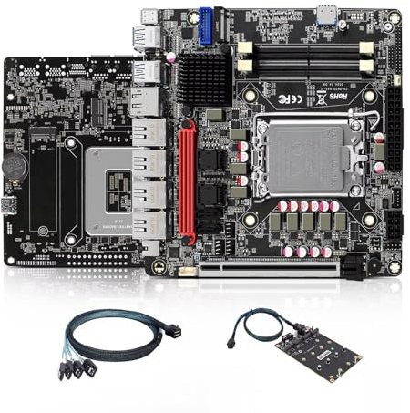 AIOPCWA Q670 LGA 1700 NAS Mainboard 6 Bay, 4 x i226 2.5GbE LAN Mini ITX Motherboard with 6× SATA3.0, 6× NVMe PC Motherboards with 2X DDR5, Barebone, vPro, PCIe x16 (with Adapters)