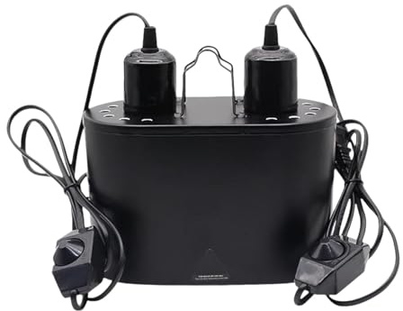 MagiDeal Lámpara de Techo Doble para Reptiles, lámpara de Techo Doble para Reptiles, lámpara de Calor E27 con 2 interruptores Independientes para Tanque de