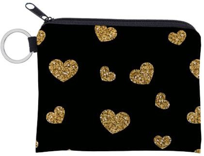 Kosmetiktasche Goldene Liebe Schminktasche Tragbare Reise Kosmetiktasche Klein Niedliche Vielseitige Make Up Bag Kosmetiktasche Damen Reißverschlusstasche Schminktasche Klein Mädchen