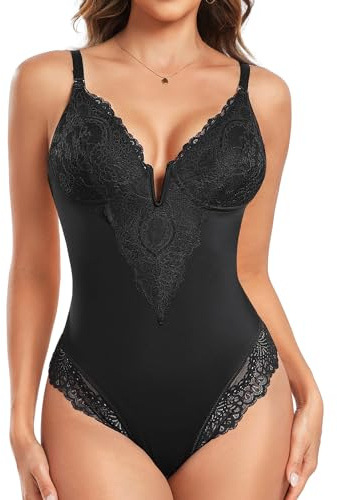 Tuopuda Body Contenitivo Modellante Donna Body Shaper Bodysuit Perizoma Guaina Contenitiva Shapewear Intimo Snellente Pancia Piatta Dimagrante Spallino Regolabile Addominale Compressione, Nero, L