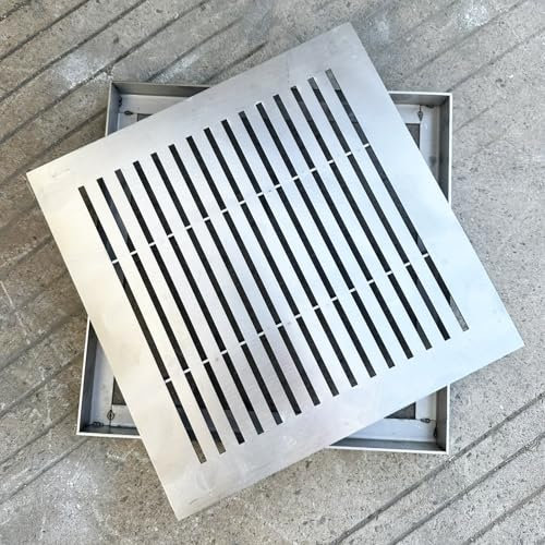 Quadratischer Auffangbecken-Gitterrost mit Rahmen für Beton, Boden, Deck, Brunnen, Kanalisation, Metall-Entwässerung, Dachrinnenabdeckung für Dowmspout 40 x 60 x 3 cm