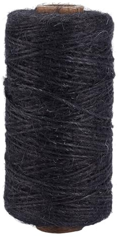 SOFPLATE Cordon de Jute Noir de 100 m/328 Pieds 1mm Ficelle de Corde en Jute Naturelle Fine Faite à la Main pour Macramé Emballage de Jardin Rouleau de Chanvre à Suspendre Fil pour Jardinage Emballag