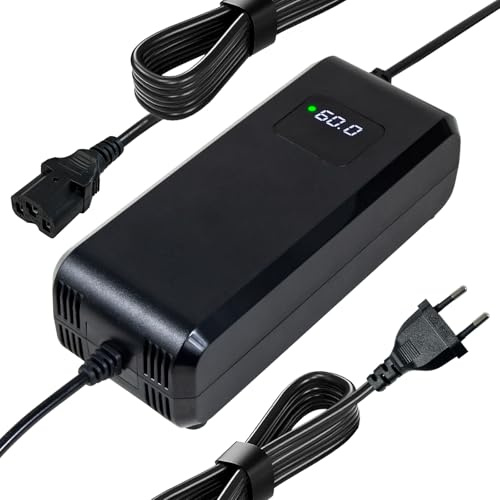 YANGZIDIANYUAN 60V 20Ah Blei-Säure-Batterieladegerät für Elektromobil ElektroRoller E-Bikes, AC-DC-Ladegerät mit Display 3-poliger Stecker