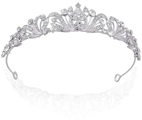 Elegante Silberne Strass Krone für Damen und Mädchen: Prinzessin Tiara, Kristallkrone, Diadem für Hochzeit, Party und mehr