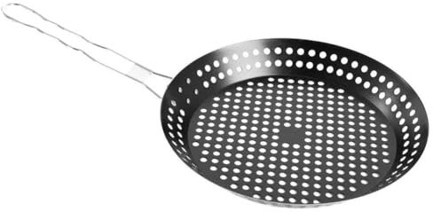 MasterCook - Cestello Tondo Forato per Barbecue in Acciaio Inox, Cestino Griglia per Verdure BBQ, Accessorio per Cottura alla Brace, Perfetto per Barbecue A Carbonella E Gas