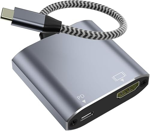 Adaptateur USB C vers HDMI, adaptateur USB Type-C vers HDMI 4K avec charge PD [compatible Thunderbolt 4/3] Compatible avec iPhone 15/15Pro/15ProMax, MacBook Air/Pro, Dell XPS, Chromebook, téléphones