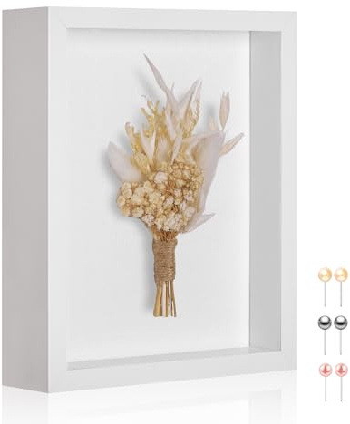 MUXIUNT 8x10 Shadow Box Picture Frame Display Case with Real Glass Panel and Soft Linen Back,White Deep Shadow Memory Box Frame 8x10 for Flower Baby Pet Wedding Photo Craft Memorial Gift