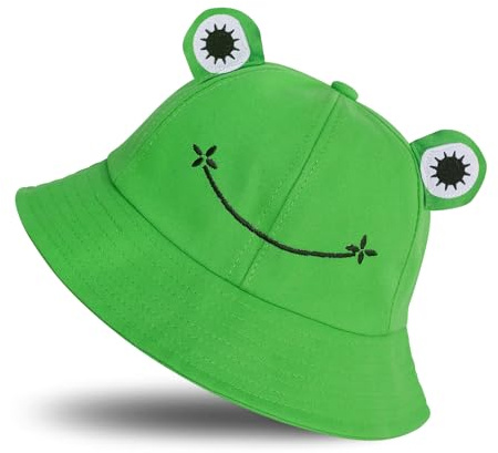 IHLOOTD Frosch Hut, Frosch Anglerhut Sonnenhut Fischerhut Buckethut Baumwolle Frosch Fischerhüte, Niedlicher Frösche Hut für Kinder Erwachsene Teenager Camping Wandern Angeln Jagd