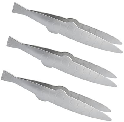 Alipis 3pcs Fish Bone Clip Stainless Steel Fish Tweezers Portable Flat Tweezers Essential Kitchen Gadget