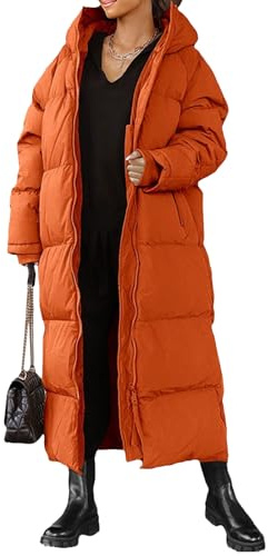 Lång pufferjacka dam Lång vadderad kappa Huva Maxi längd Långärmad pufferjacka Vadderade rockar Vinter Ytterkläder
