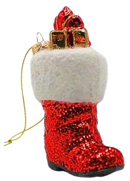 Dekohelden24 Lauschaer Lauscha - Bola de Cristal para árbol de Navidad, diseño de Botas, Color Rojo, 5 x 2 x 9 cm