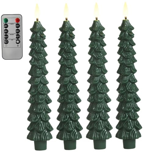 Peosaard Candele per alberi di Natale senza fiamma con remoto 4 pcs 9.7 Frompilamento dell'albero di Natale Candele senza pietra fiammetta a batteria