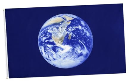 BESTonZON Polyester Fahne Erder Fahne Blau Large Banner für Home Decoration Leichte Langlebige Erde Flagge mit Leuchtenden Farben für Garten Party und Festival