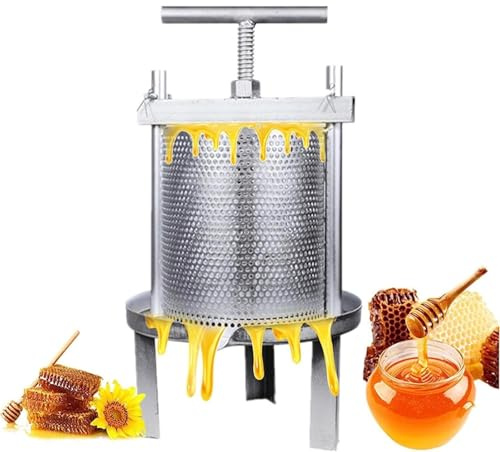JXYQ Extracteur de Miel Manuel, Presse à Miel Manuelle 2 en 1, Presse à Cire et extracteur de Miel, Tambour Rotatif en Acier Inoxydable de qualité Alimentaire, équipement de centrifugeuse pour rucher