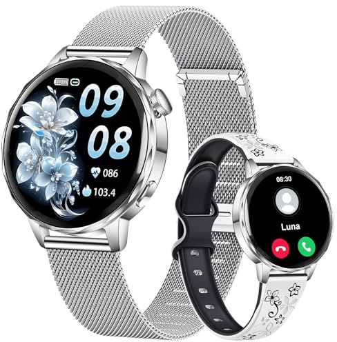 CIVO Smartwatch Donna Fitness Sportivo: Smart Watch Bluetooth Chiamate Compatibile Android iOS - Argento Orologio Donna Contapassi Impermeabile