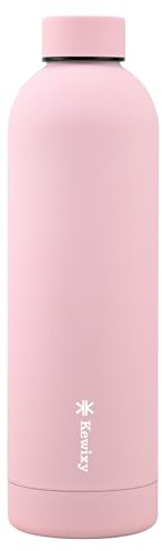 KEWIXY Stainless Steel Water Bottle 750 ml, Cold 24 Hrs/Hot 12 Hrs, Insulated, Double Walled Metal Vacuum Flask, Leak Proof, Easy to Carry, Fits Cup Holders, for Travel, Gym, Work (Soft Pink)