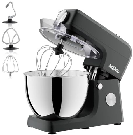 MäMo 1900W Küchenmaschine, 8L Teigmaschine mit LED-Touchscreen | Rührgerät & Mixer mit 11 Stufen, 6 Programmen & 3-tlg. Patisserie-Set. Ideal für Teig, Sahne & Fleisch.